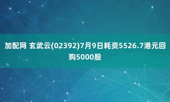 加配网 玄武云(02392)7月9日耗资5526.7港元回购5000股