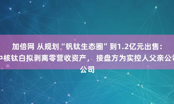 加倍网 从规划“钒钛生态圈”到1.2亿元出售：中核钛白拟剥离零营收资产， 接盘方为实控人父亲公司